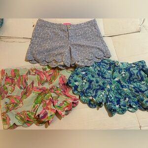 lot of 3 Lilly Pulitzer Buttercup Sz 4 shorts Seahorse Vias seersucker scalloped